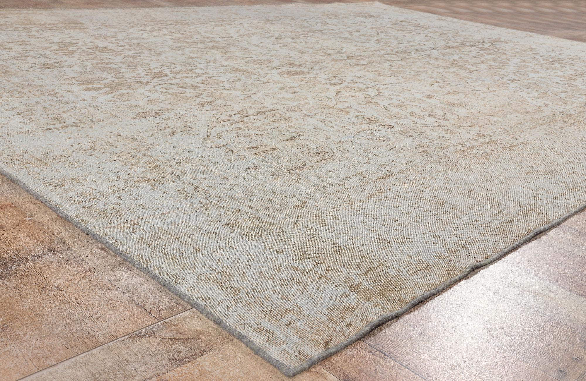 Wool Distressed Muted Earth-Tone Vintage Turkish Rug  For Sale