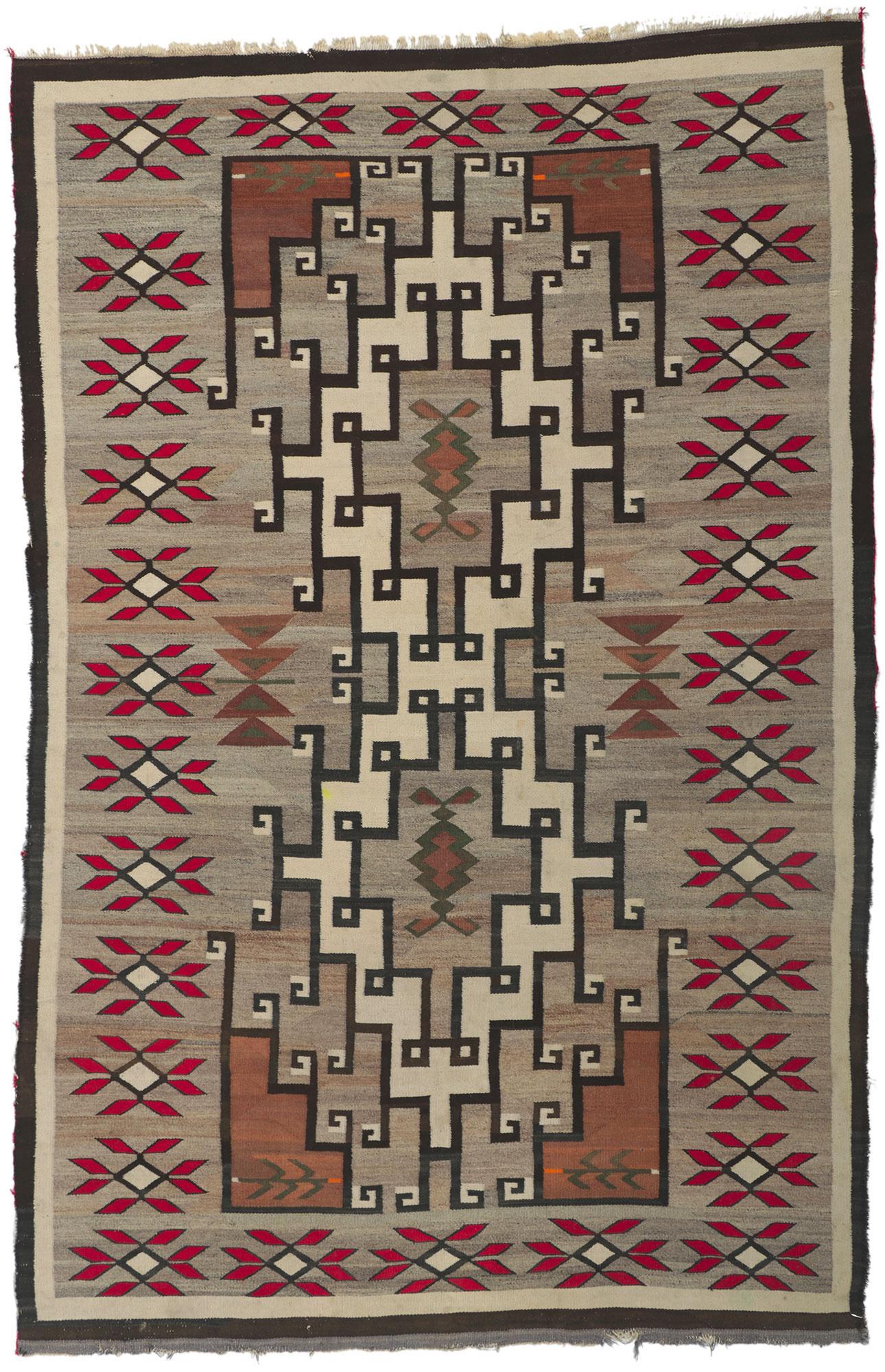 Antique Crystal Navajo-Style Rug with Native American Style, 04'07 x 07'00 3