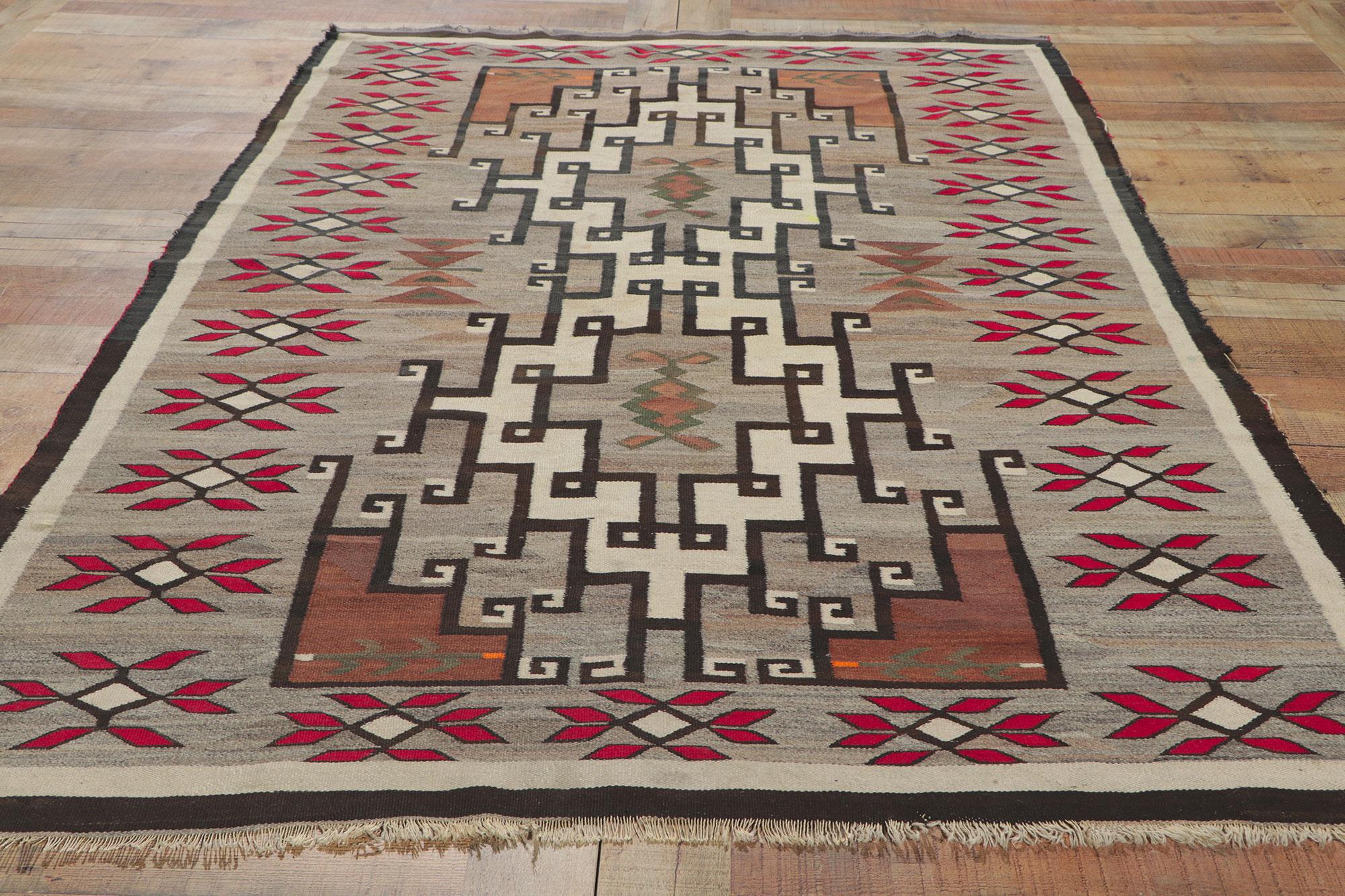 Antique Crystal Navajo-Style Rug with Native American Style, 04'07 x 07'00 1