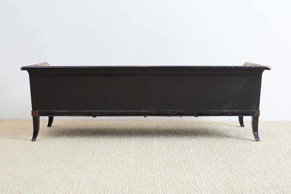 Distressed Neoclassical Gustavian Style Sofa Bench 2