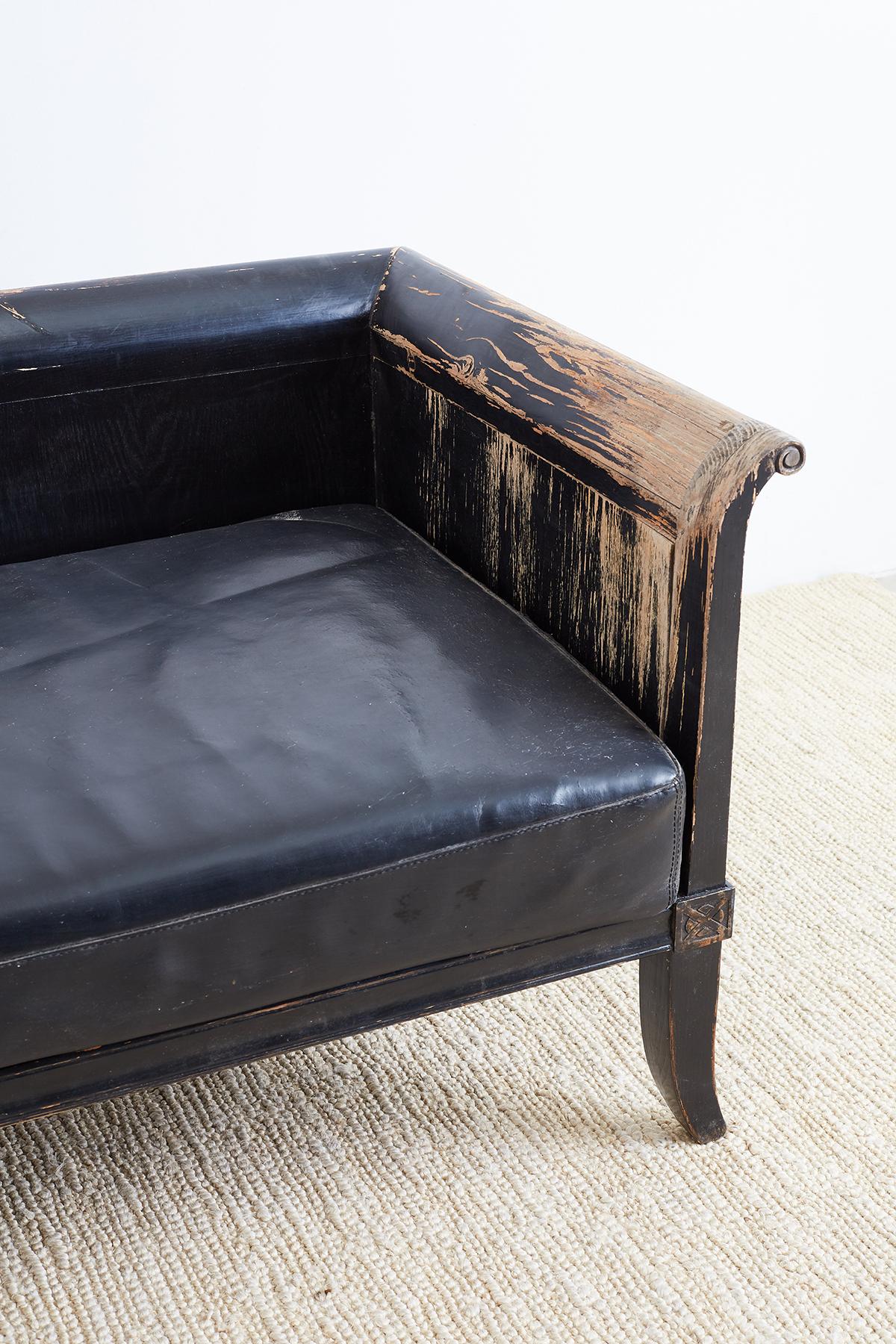 American Distressed Neoclassical Gustavian Style Sofa Bench