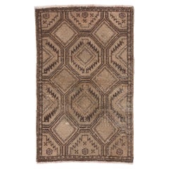 Distressed Neutral Antique Persian Rug, Nomadic Charm Meets Rustic Sensibility