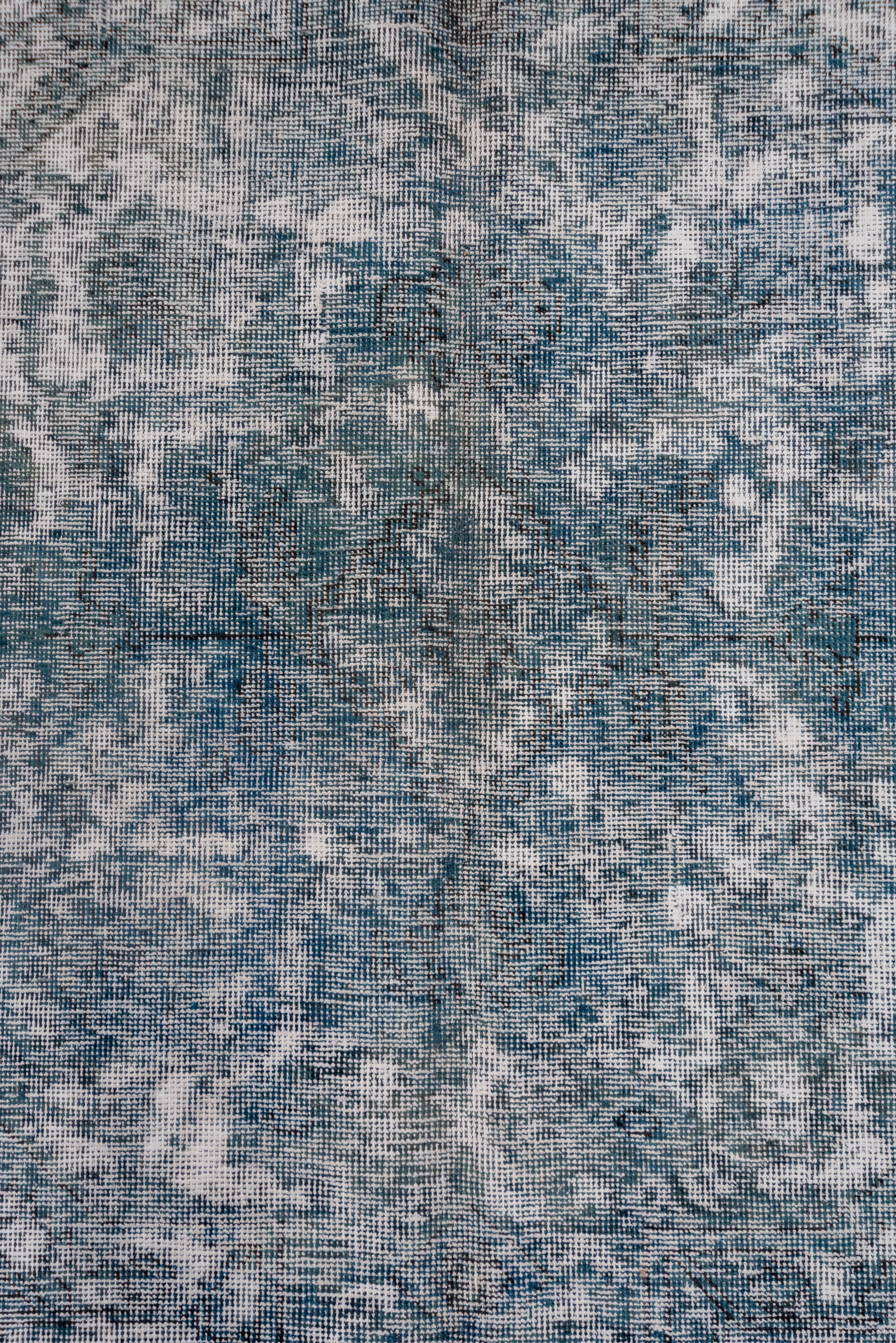 Modern Distressed Overdyed Area Rug, Blue *& Green Palette