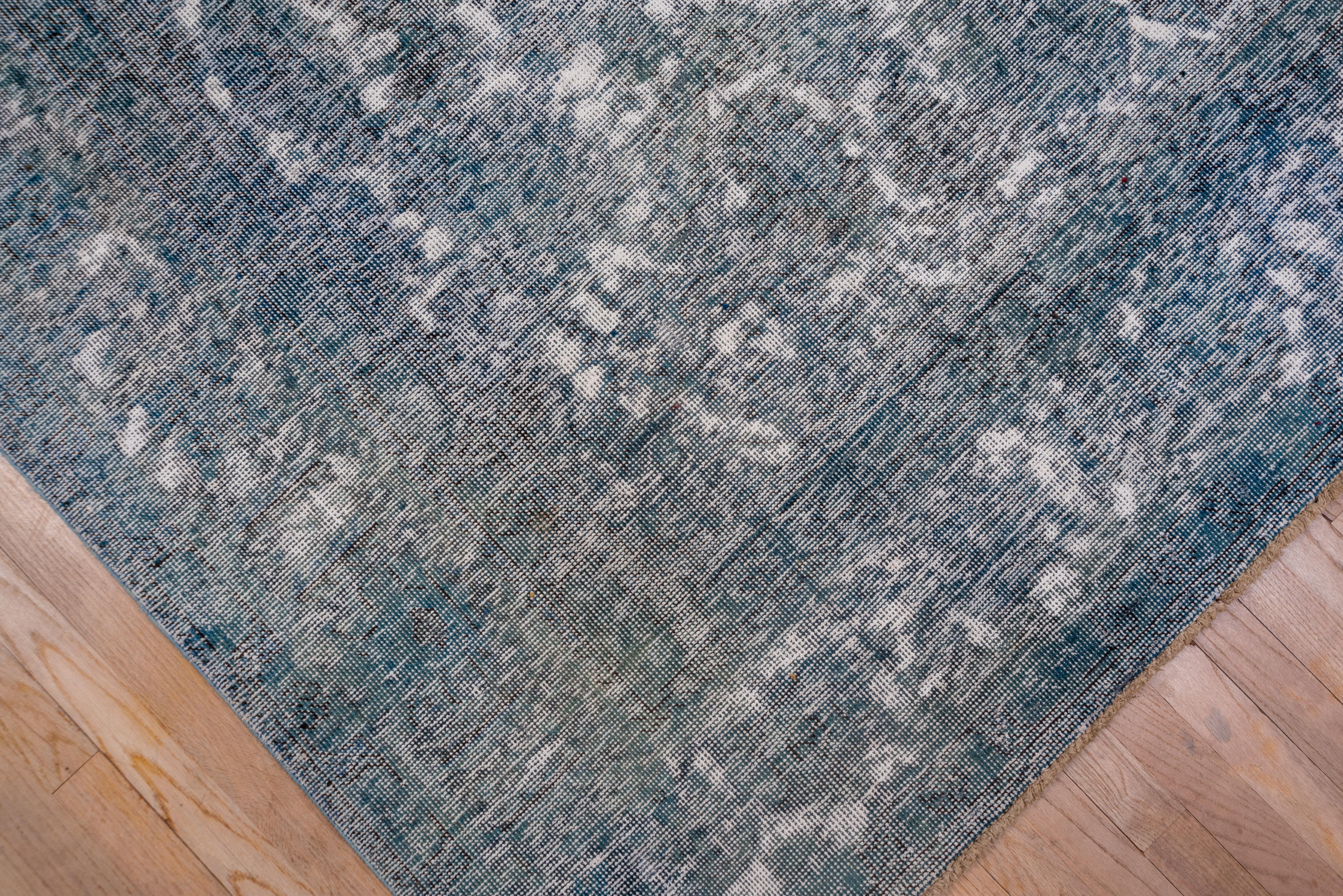 Pakistani Distressed Overdyed Area Rug, Blue *& Green Palette