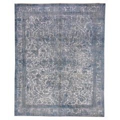 Distressed Overdyed Area Rug, Blue *& Green Palette
