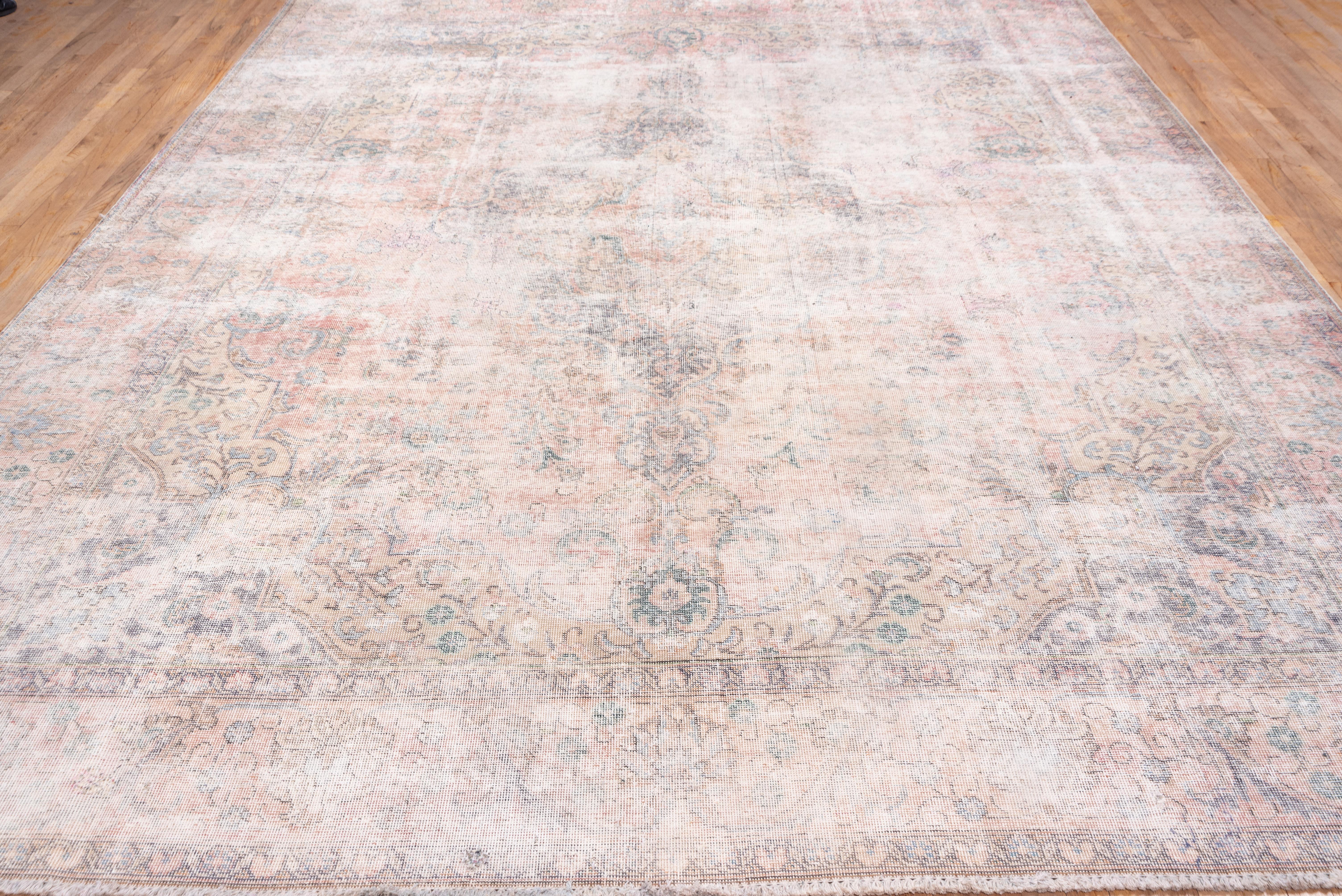 Turkish Distressed Overdyed Carpet, Light Palette