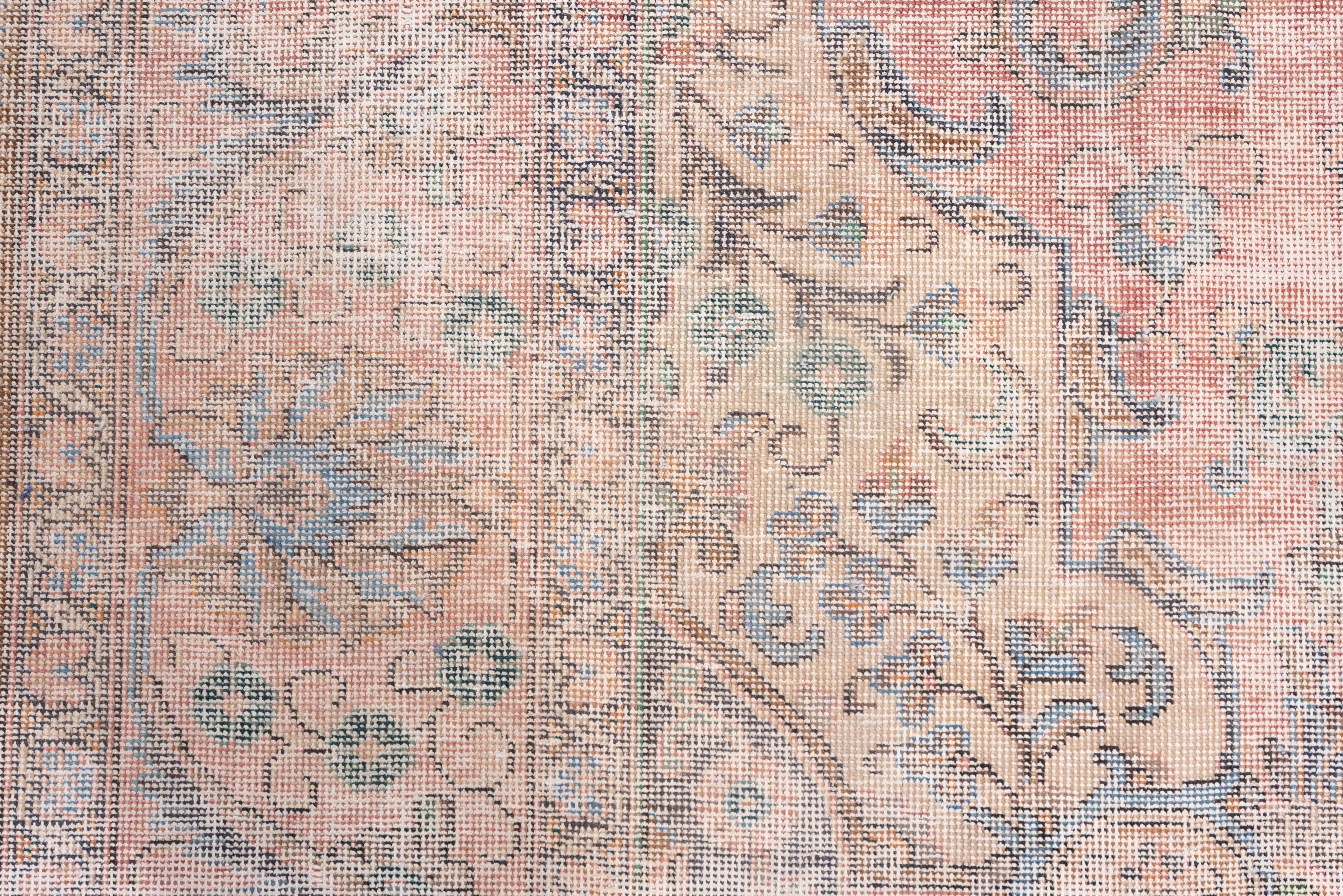 Mid-20th Century Distressed Overdyed Carpet, Light Palette