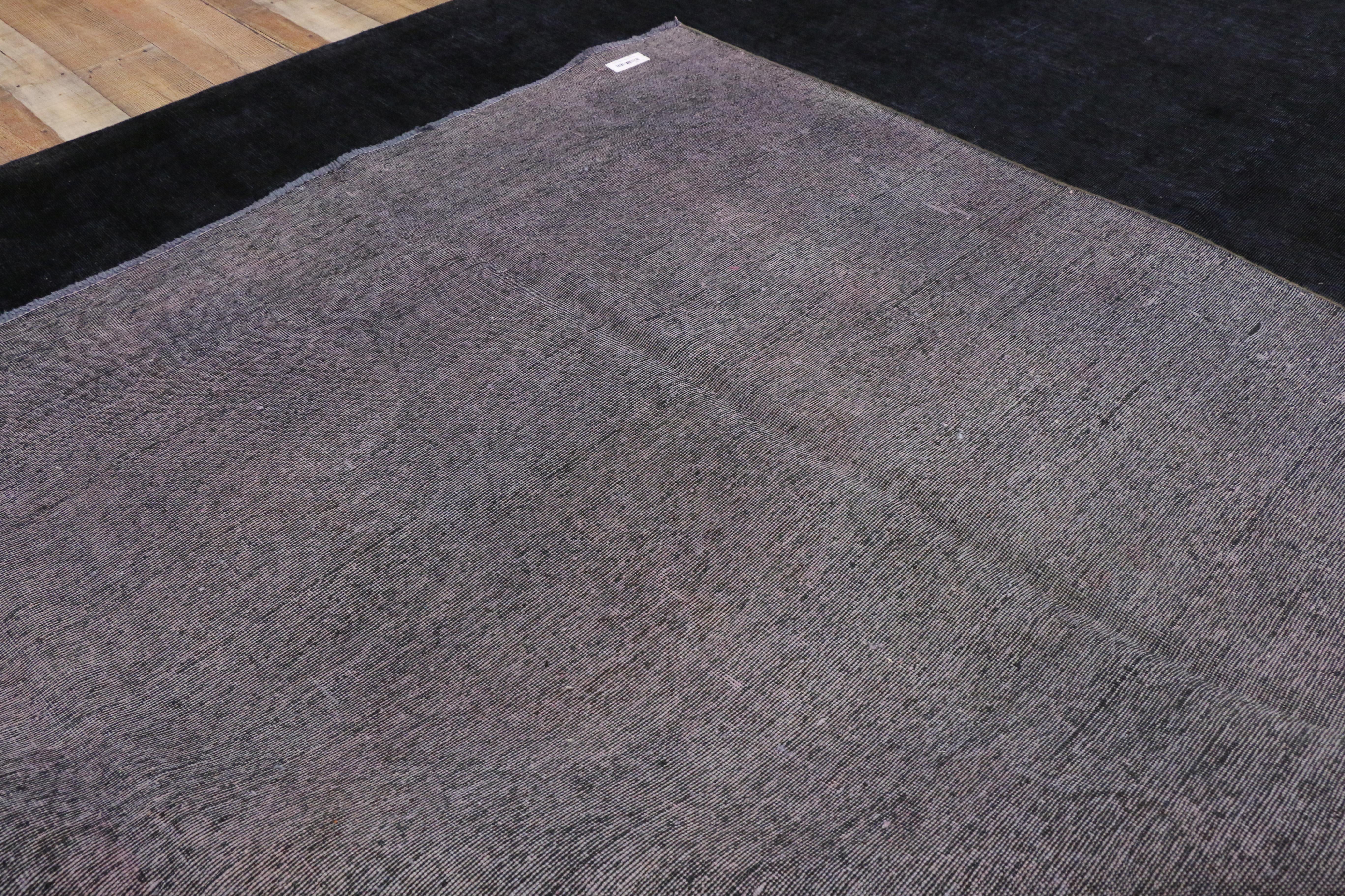 20th Century Distressed Vintage Overdyed Persian Rug with Luxe Steampunk Industrial Style