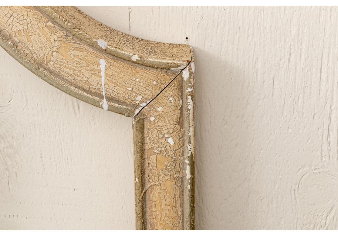 Distressed Paint Decorated Carved King Size Headboard For Sale 11