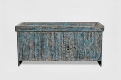 Distressed Painted Oak Plank-Front Sideboard, 20th Century