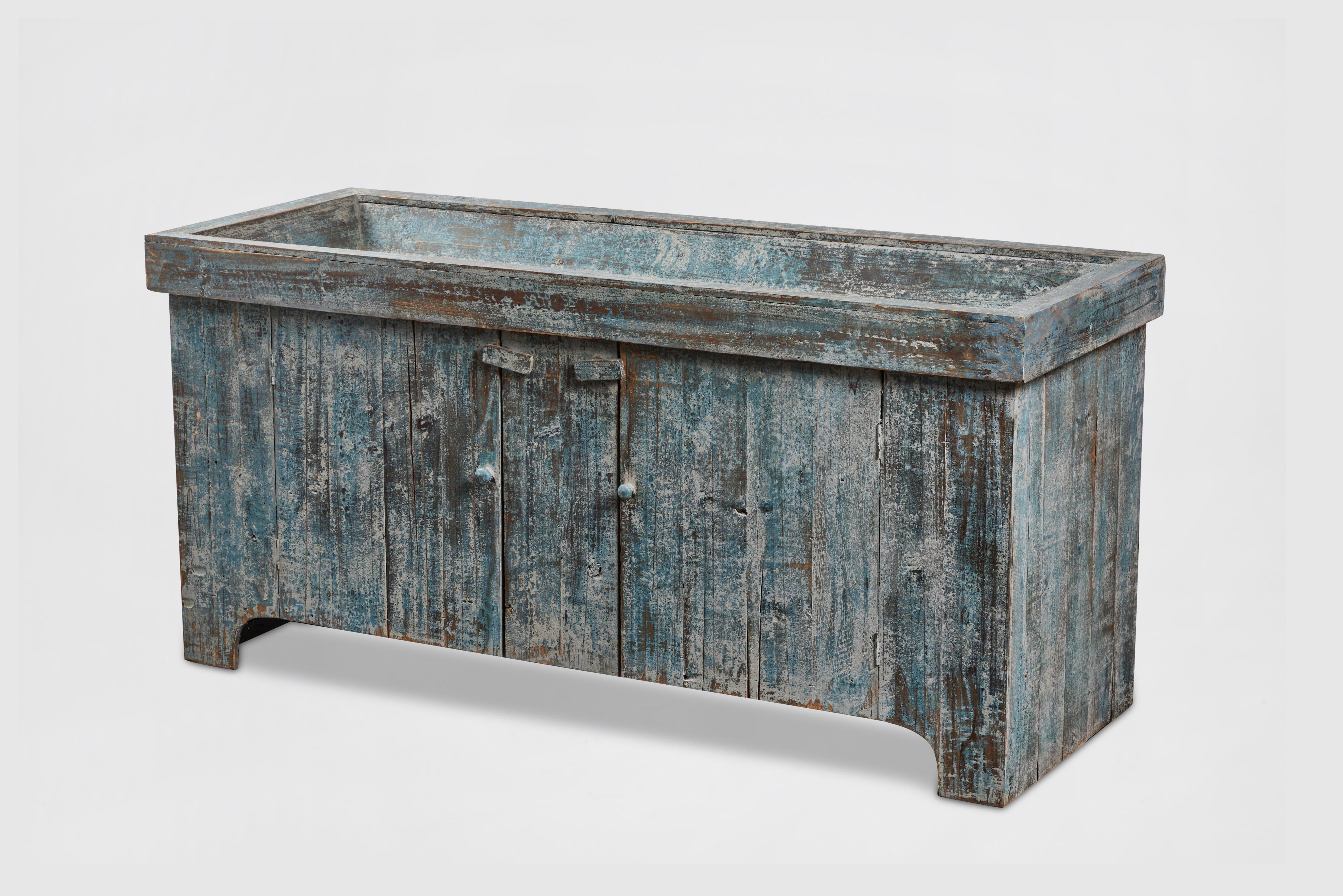 Rustic Distressed Painted Oak Plank-Front Sideboard, 20th Century For Sale