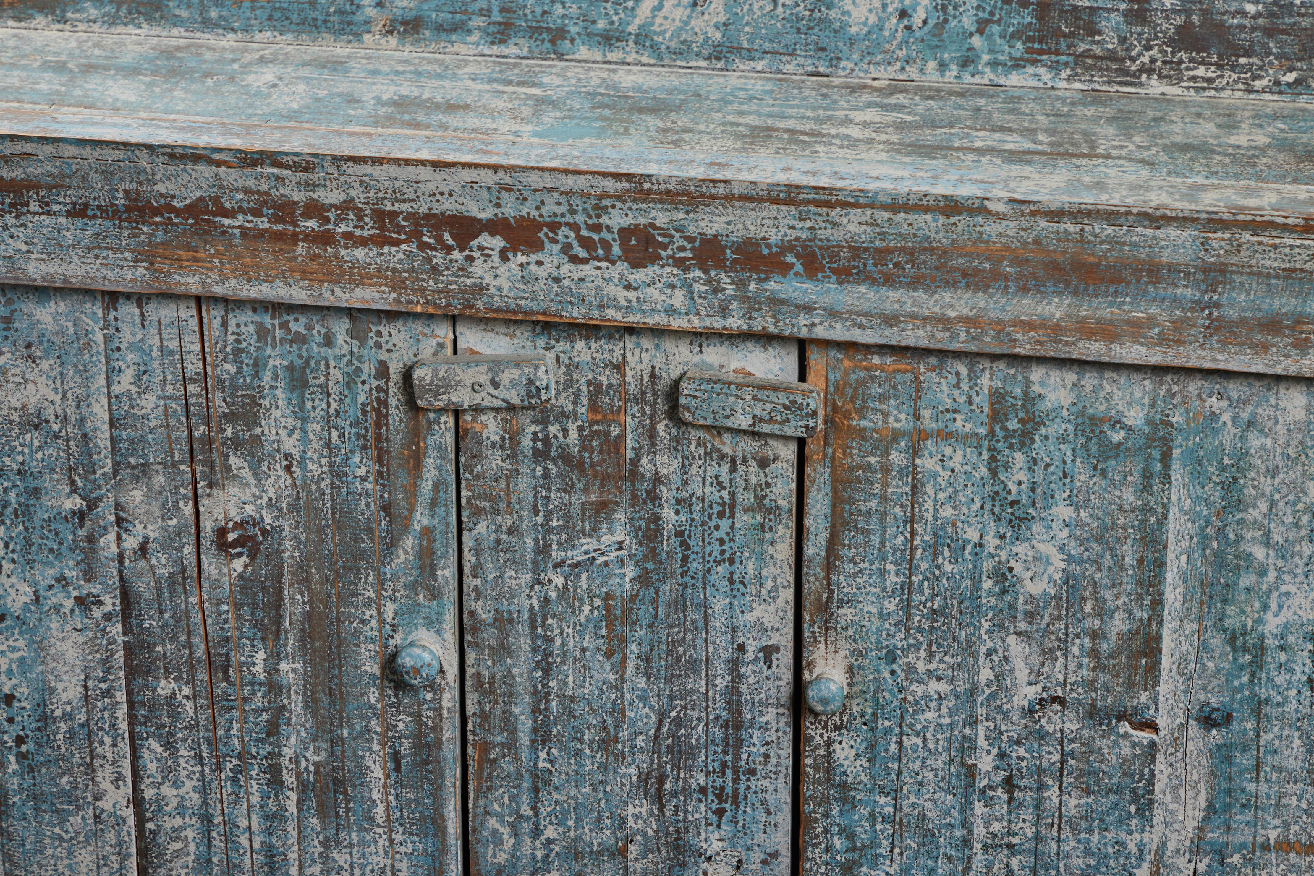 Late 20th Century Distressed Painted Oak Plank-Front Sideboard, 20th Century For Sale