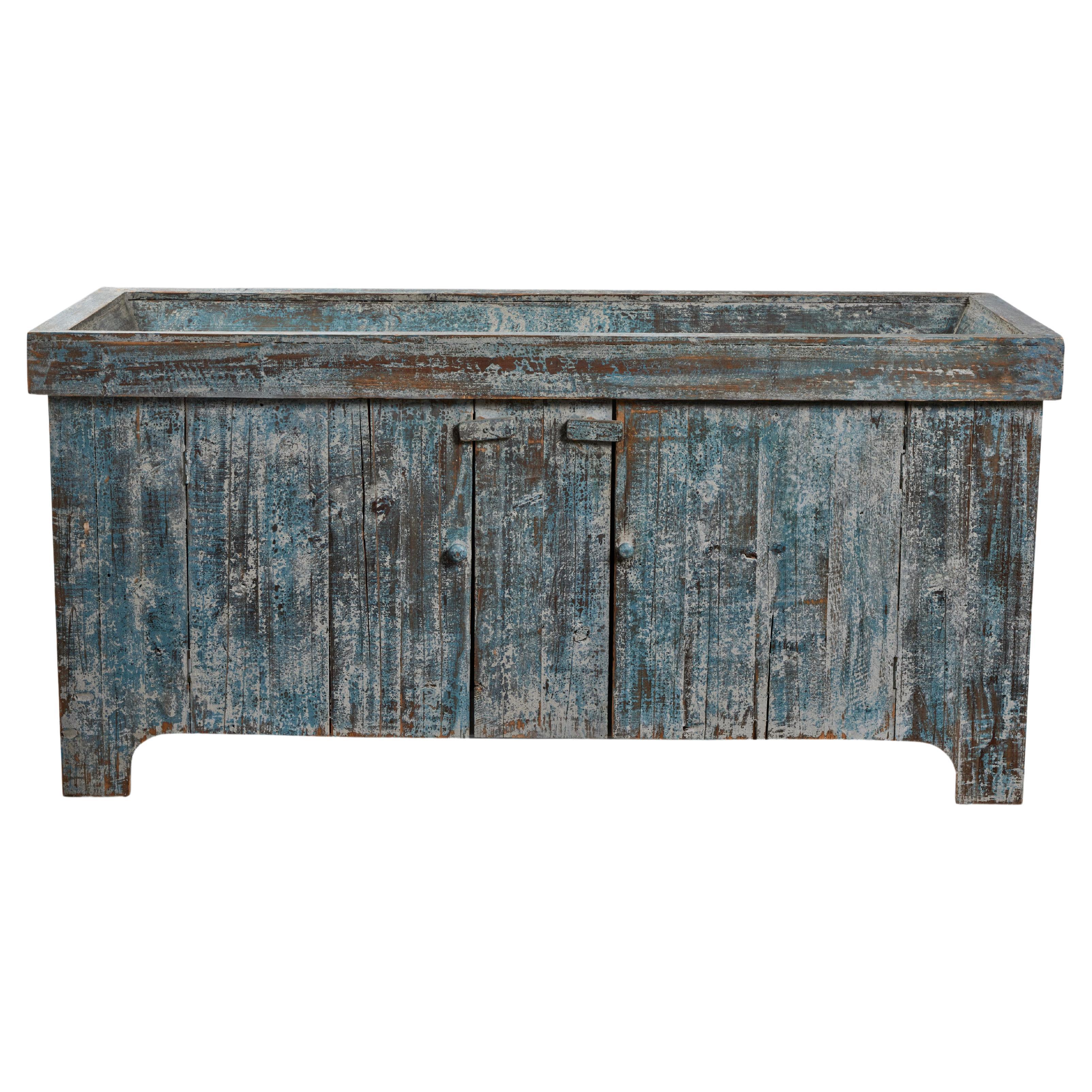 Distressed Painted Oak Plank-Front Sideboard, 20th Century  For Sale