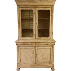 Distressed Painted Two-Piece Bookcase