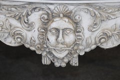 Distressed Painted White Georgian Style Figural Masque Center Table C. 1940s Era