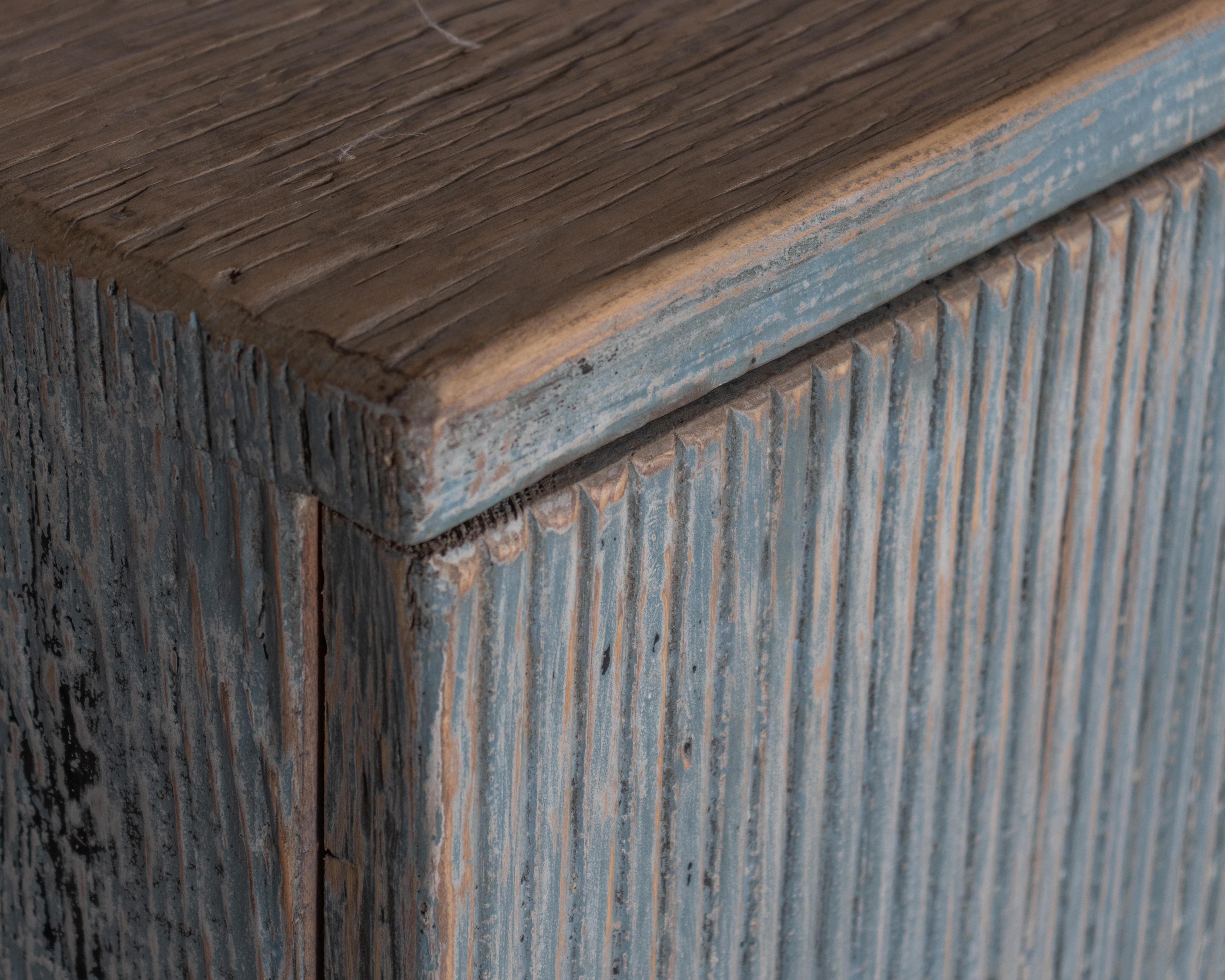 Belgian Distressed Patina Four Door Reeded Server