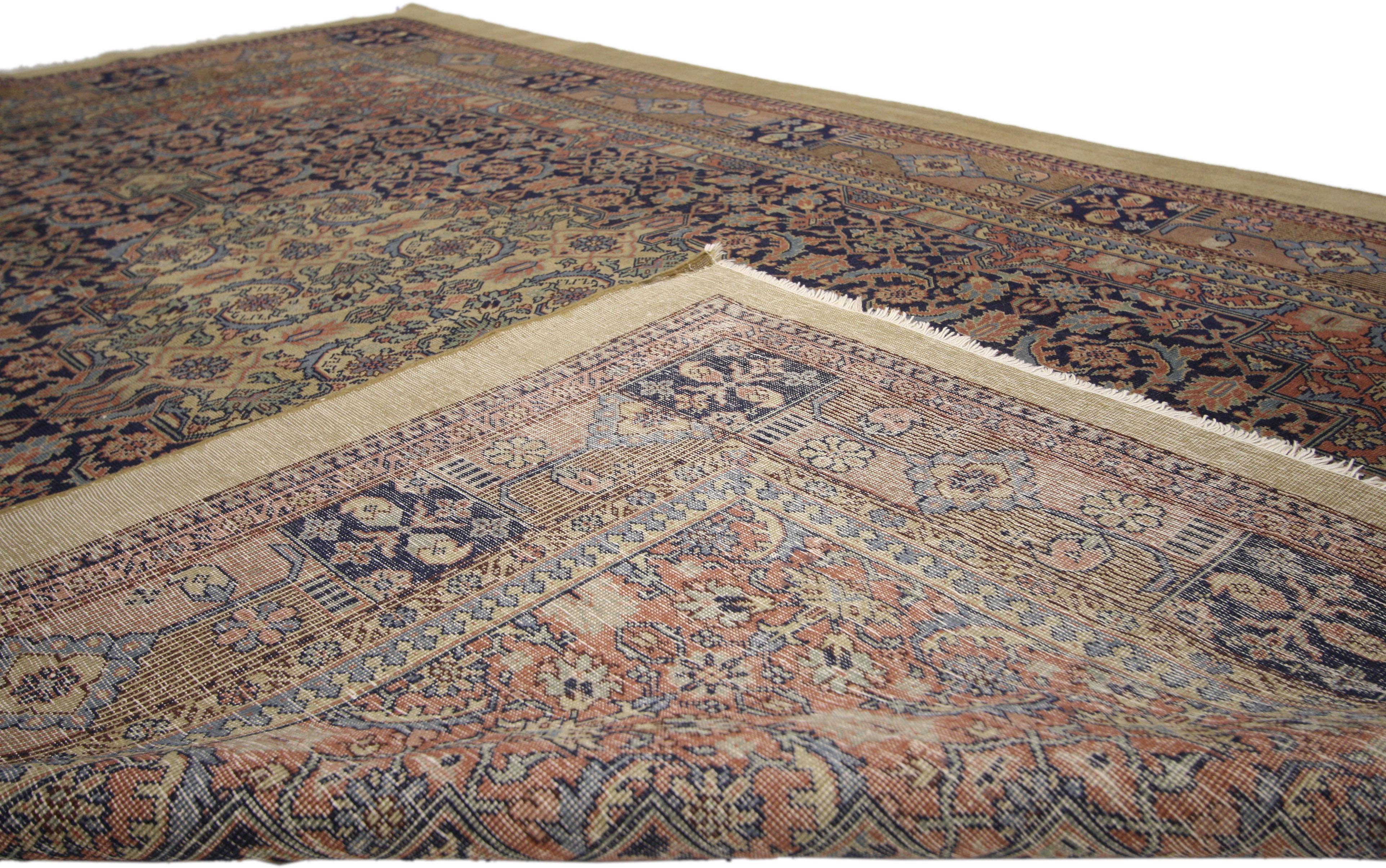 Indian Distressed Persian Malayer Style Area Rug For Sale