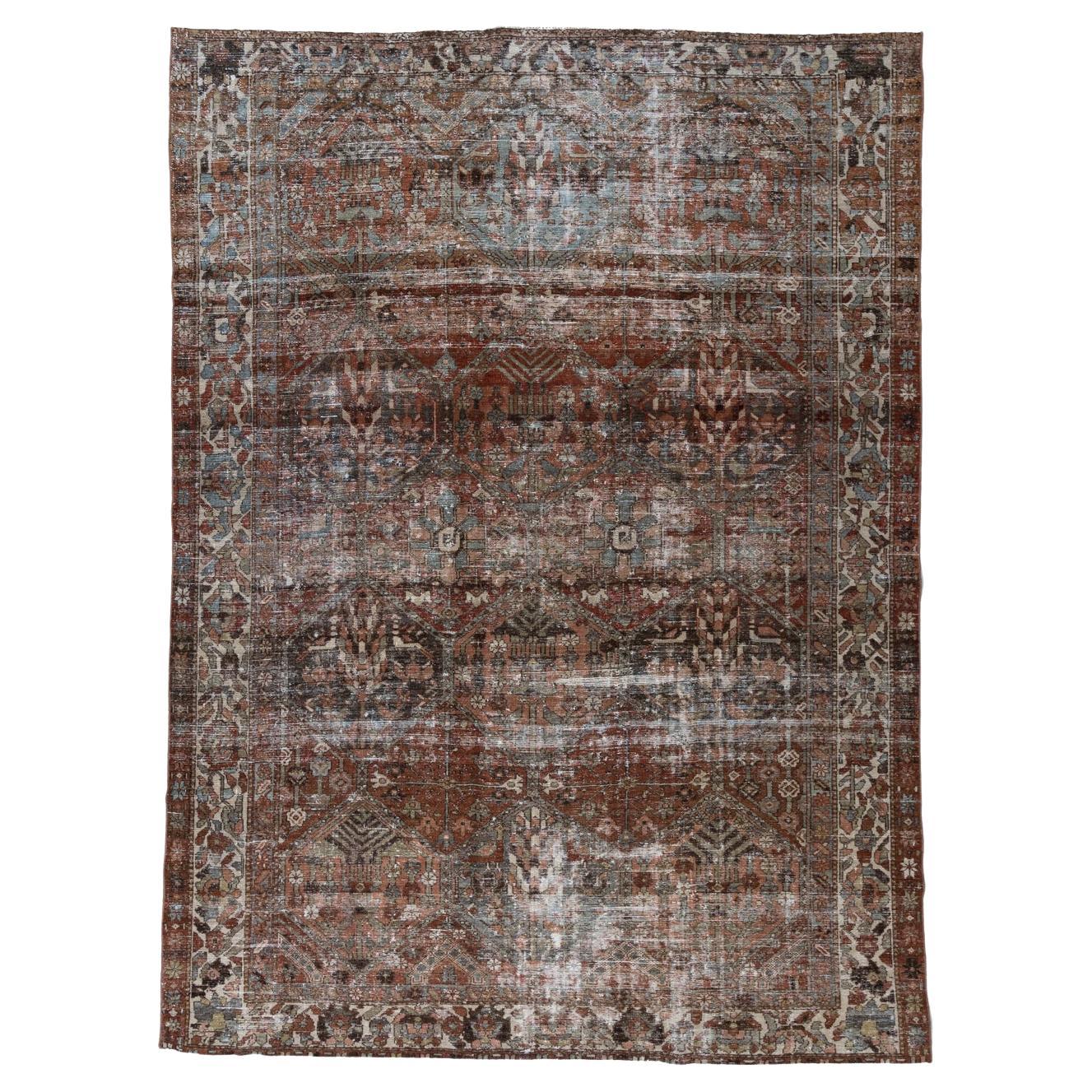 Vintage Distressed Persian Rug For Sale at 1stDibs