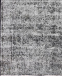 Distressed Persian Rug with a Modern Design in Gray and Blue