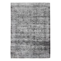 Tapis persan vieilli au design moderne en gris et bleu