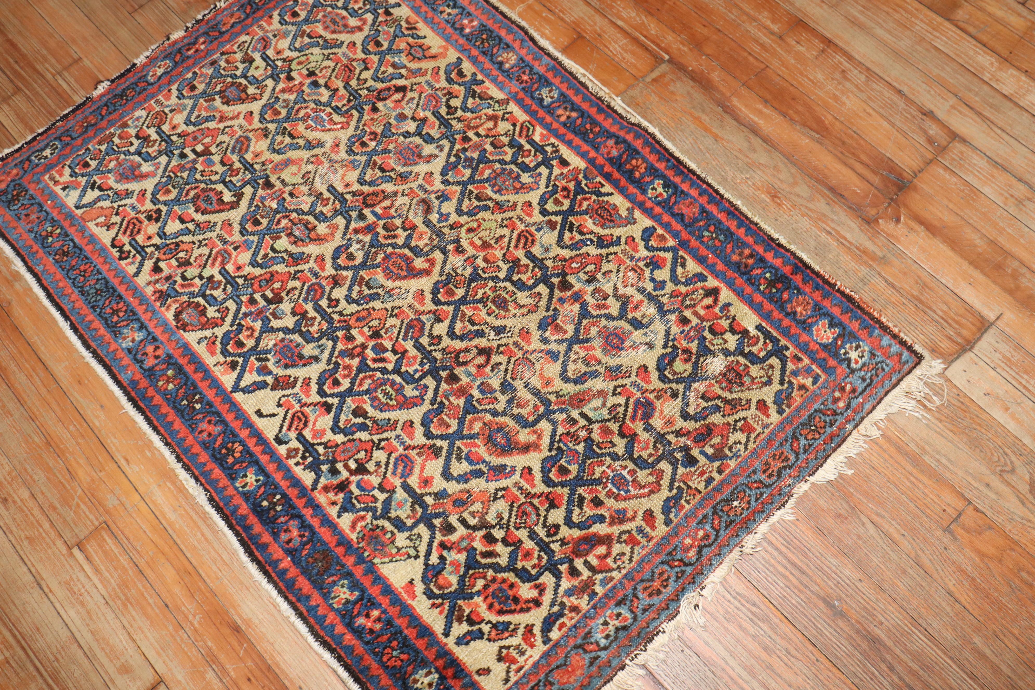 Hand-Woven Distressed Persian Vintage Throw Rug For Sale