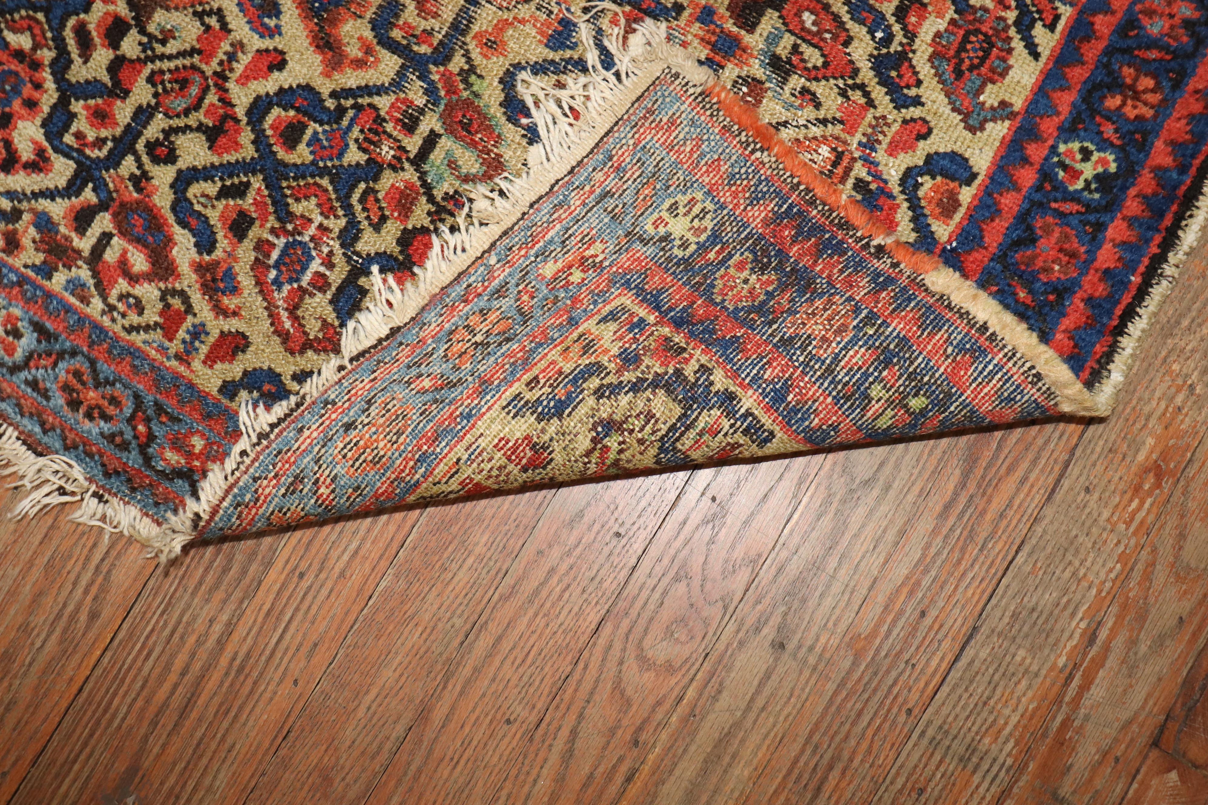 Distressed Persian Vintage Throw Rug In Fair Condition For Sale In New York, NY