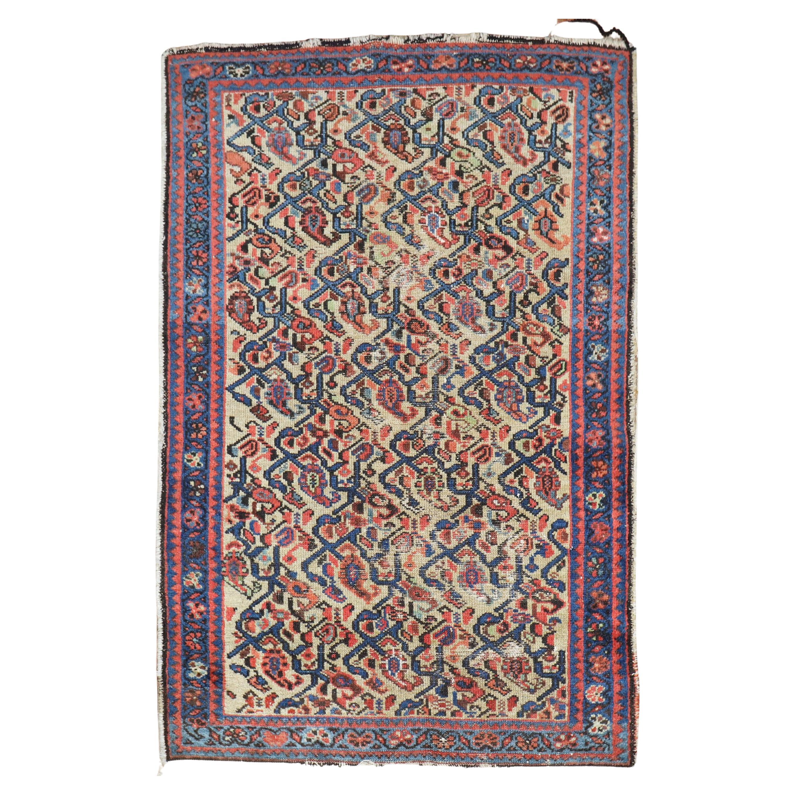 Distressed Persian Vintage Throw Rug For Sale