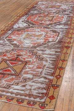 Distressed Quad Motif Red Brown Oushak