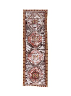 Distressed Quad Motif Red Brown Oushak