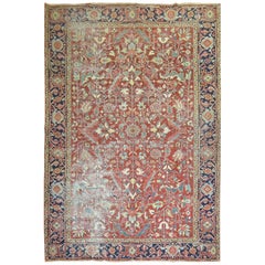 Distressed Red Shabby Chic Antique Persian Heriz Rug