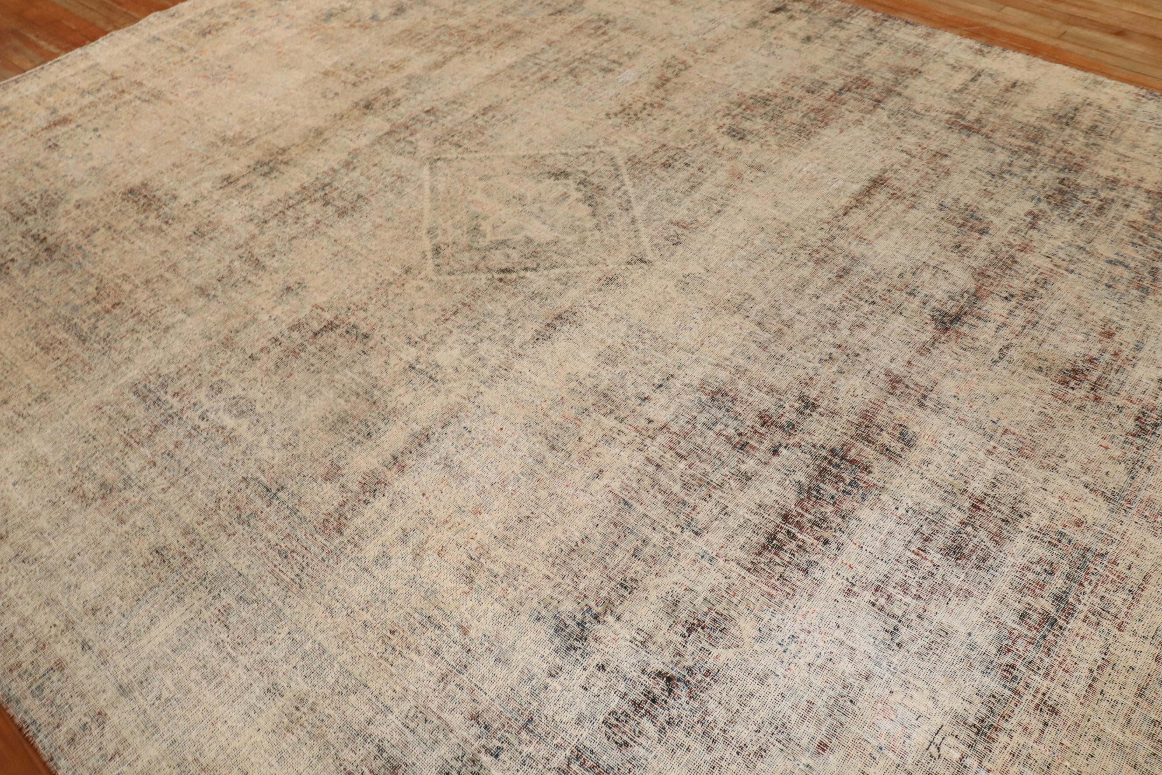 Distressed Room Size Persian Antique Rug 7