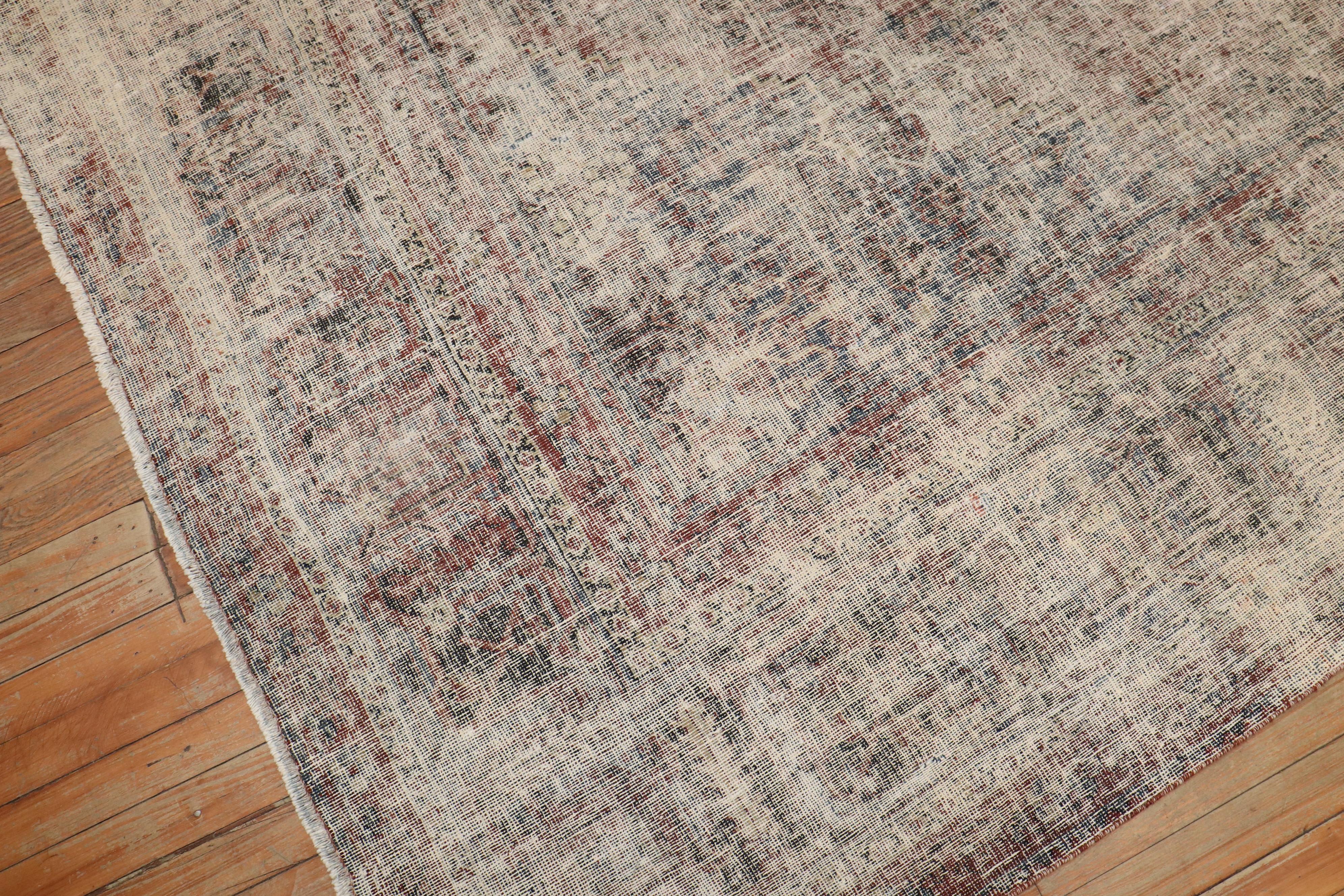 Hand-Knotted Distressed Room Size Persian Antique Rug