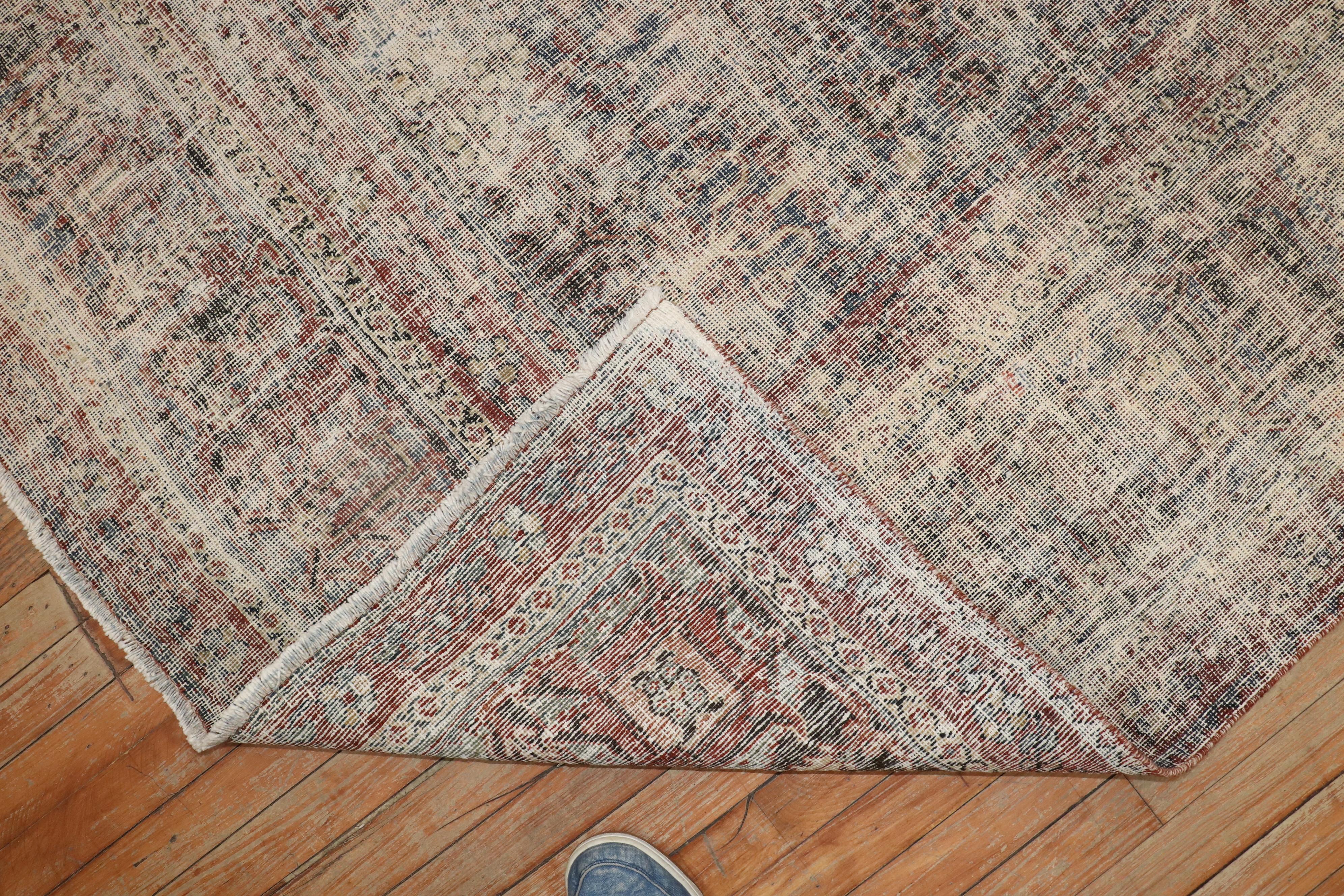 Distressed Room Size Persian Antique Rug In Distressed Condition In New York, NY