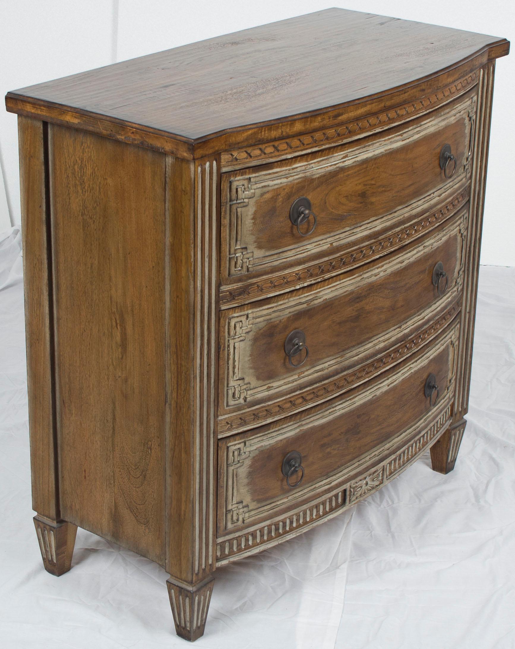 Distressed Rustic Three-Drawer Chest of Drawers Dresser For Sale 1