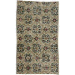 Distressed Turkish Sivas Rug with Shabby Chic English Country Cottage Style
