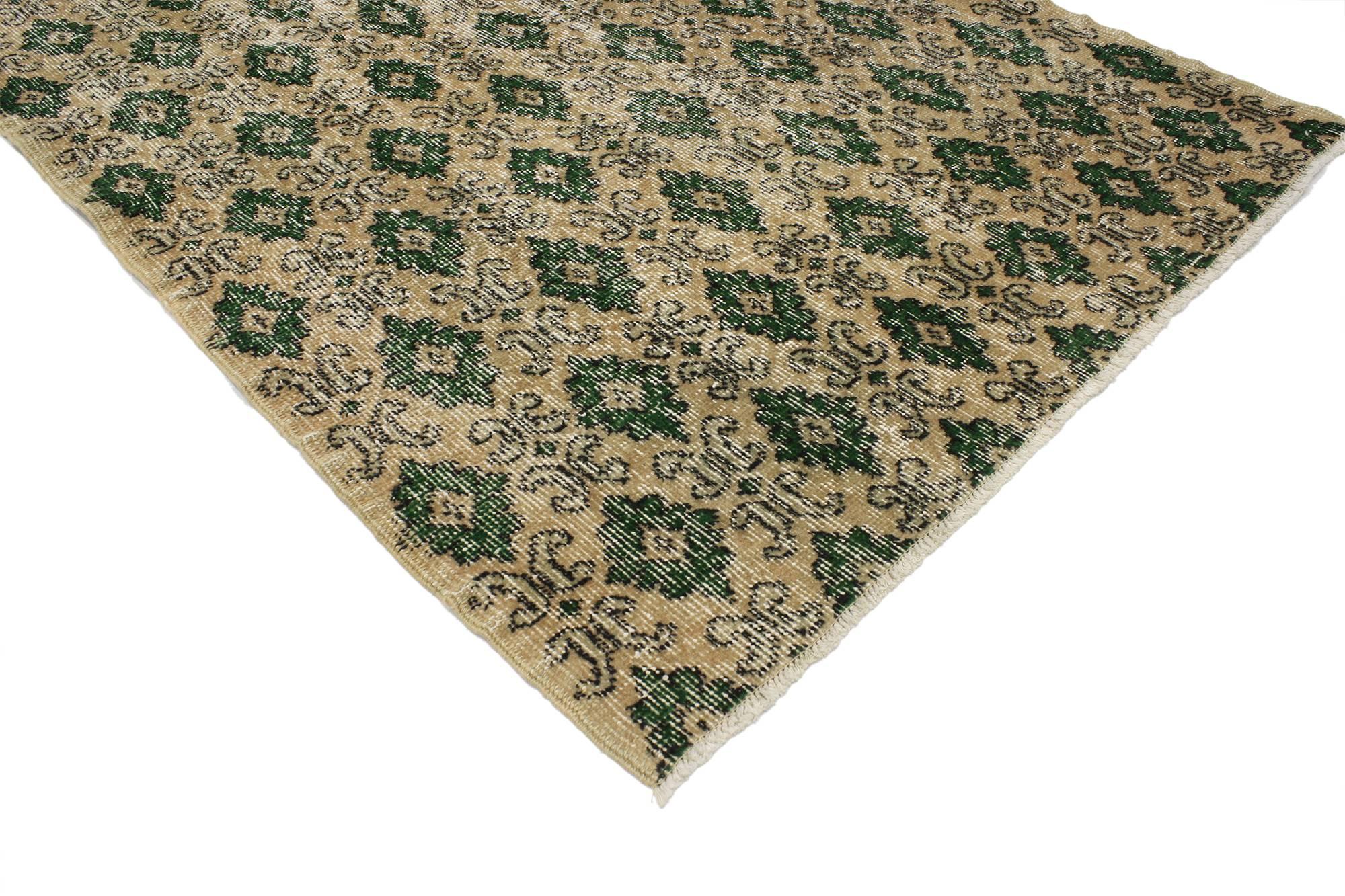 Hand-Knotted Zeki Muren Distressed Vintage Turkish Sivas Rug with Rustic Cottage Style For Sale