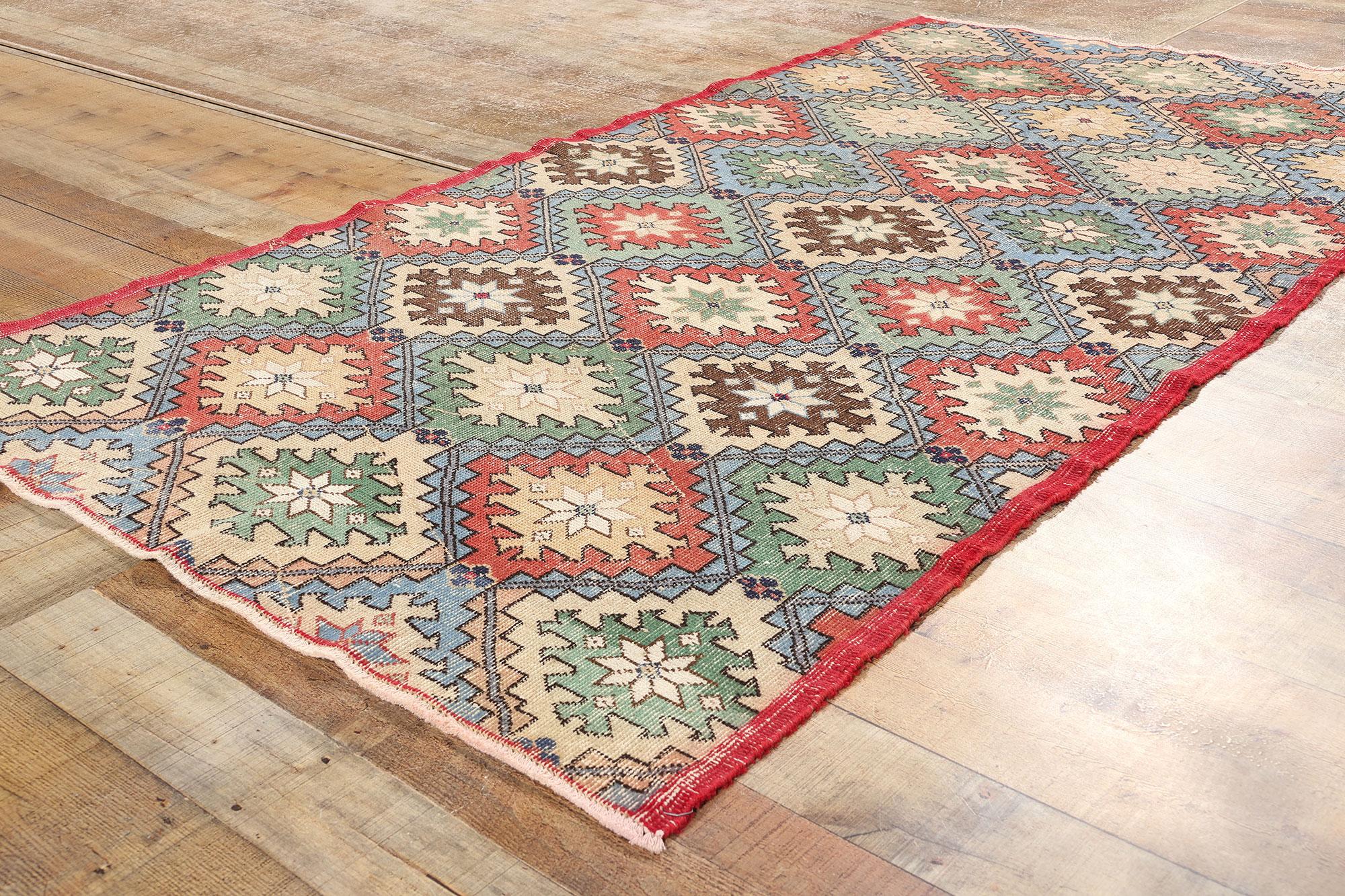 Wool Vintage Turkish Sivas Rug For Sale