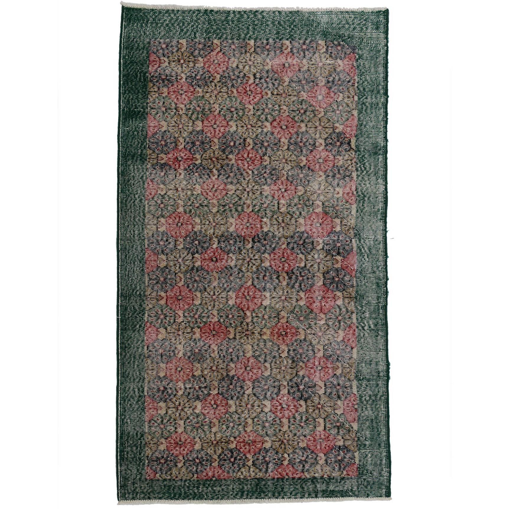 Distressed Sivas Accent Rug with Industrial Art Deco Style For Sale