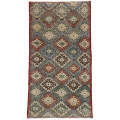 Vintage Distressed Sivas Accent Rug with Industrial Art Deco Style