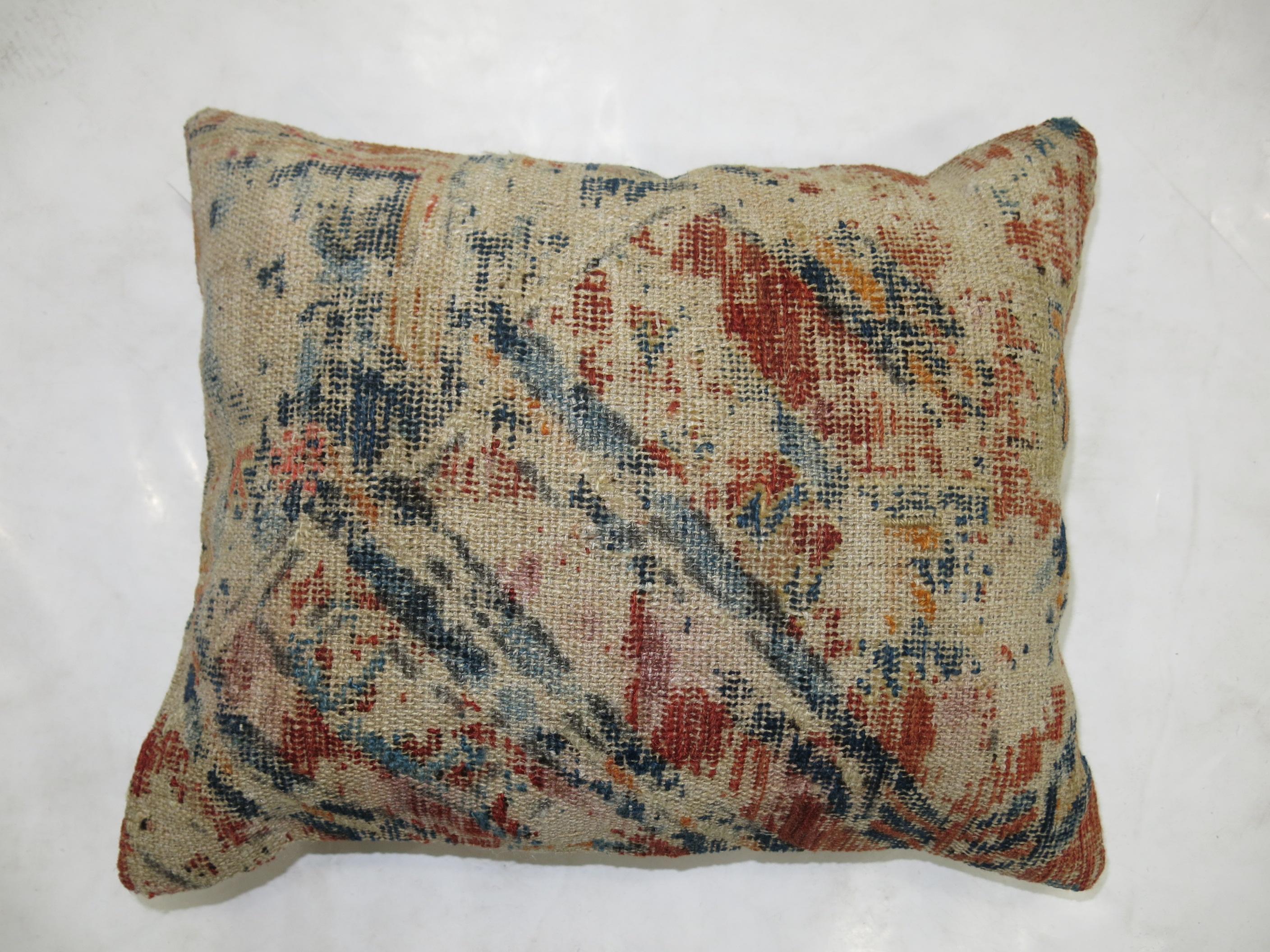 Distressed Soumak Rug Pillow In Distressed Condition In New York, NY