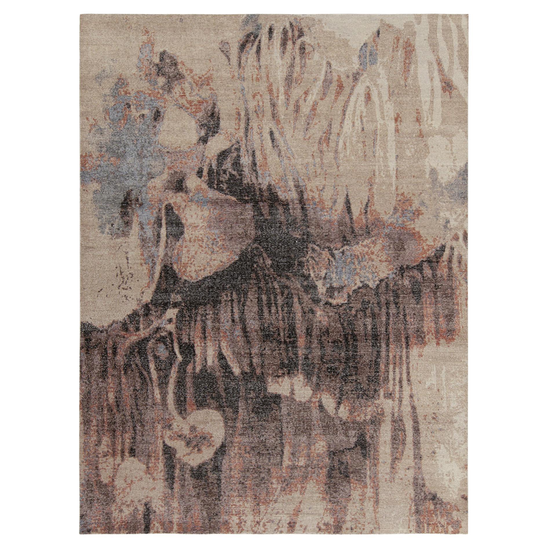 Abstrakter Teppich im Distressed-Stil von Teppich & Kelim in Beige, Schwarz, Lila