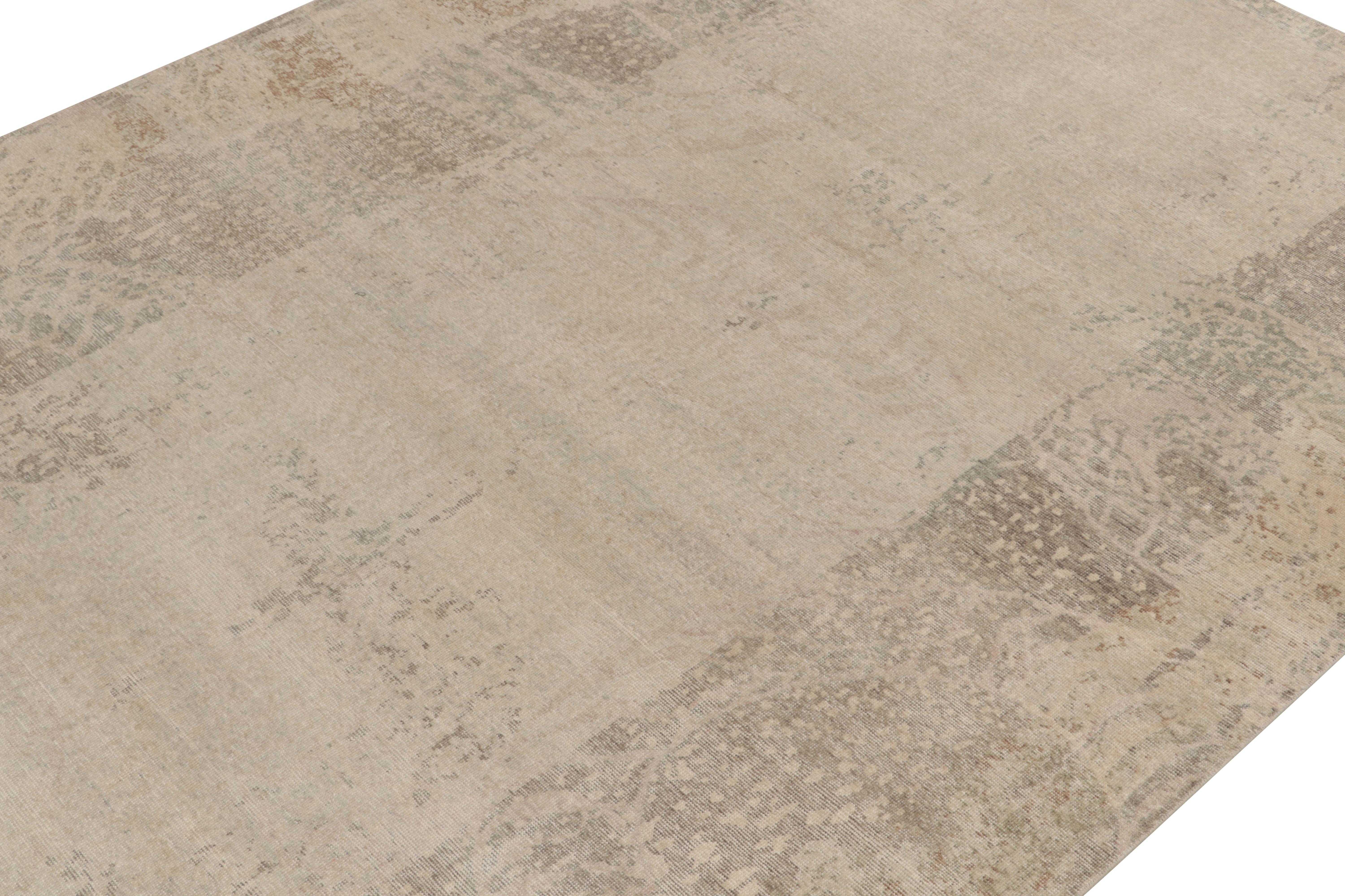 Abstrakter Teppich in Beige-Braun & Grau von Rug & Kilim  (Indisch) im Angebot