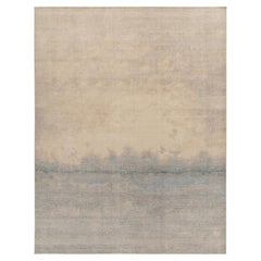 Rug & Kilim's Distressed Style Custom Abstract Rug in Gray, Blue & Beige