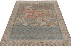Rug & Kilim's Distressed Style Dragon Rug in Brown, Blue, Red Pictorials