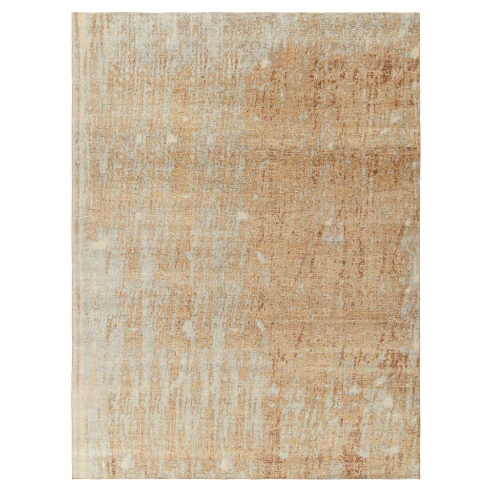 Modern Abstract Rug with Brown and White Distressed Pattern by Rug and ...