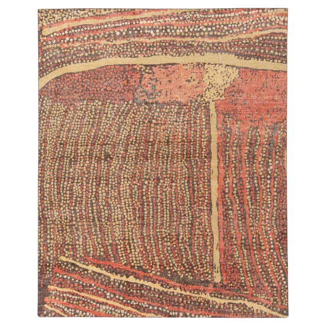 Modern Abstract Rug with Brown and White Distressed Pattern by Rug and ...