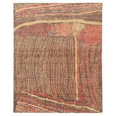 Moderner Teppich & Kelim-Teppich im Distressed-Stil in Beige-Braun, Rot mit abstraktem Muster