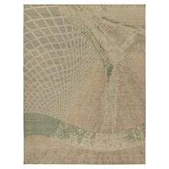 Rug & Kilim's Distressed Style Modern Rug in Beige, Green Abstract Pattern