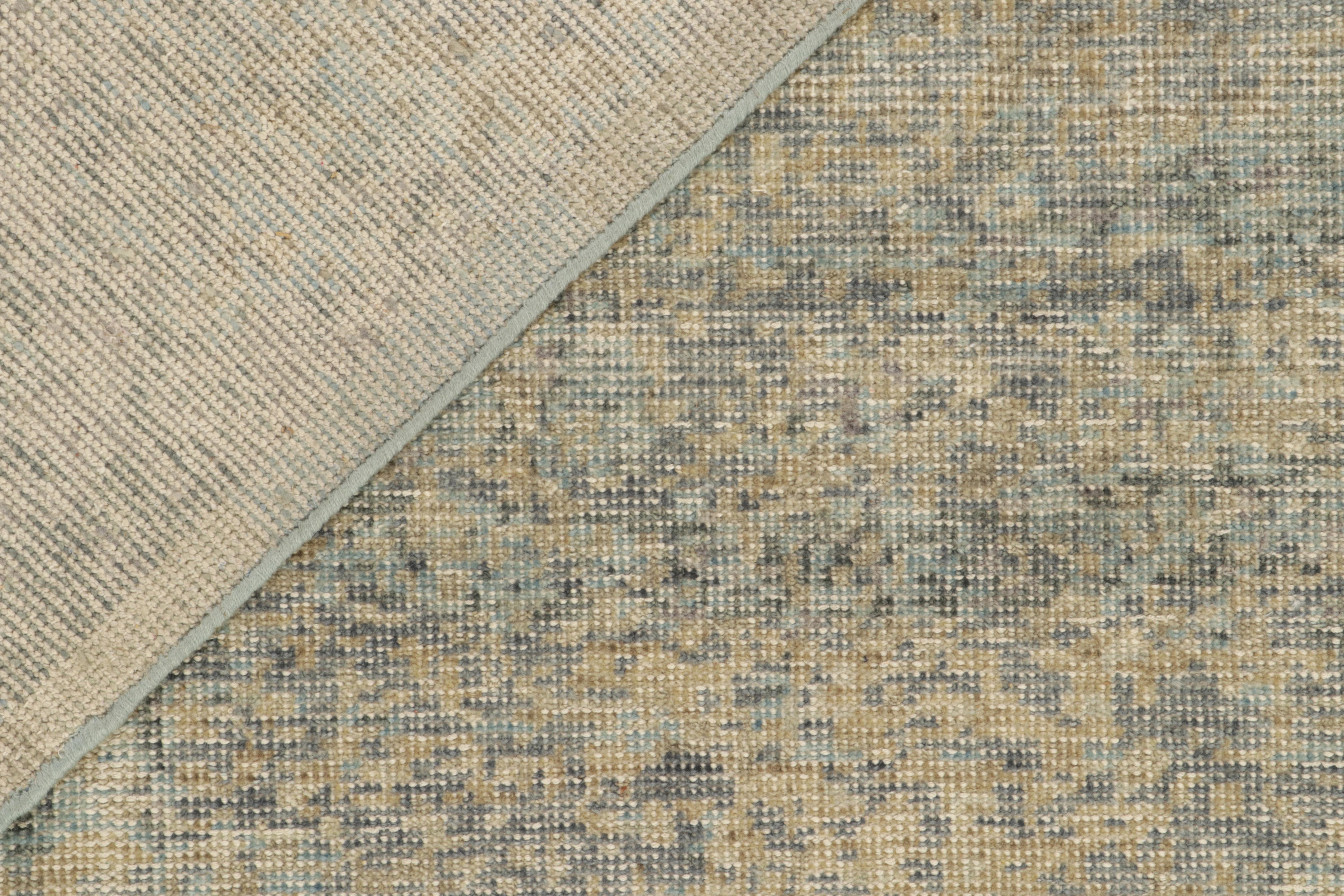 Moderner Teppich & Kelim-Teppich im Used-Stil in Blau, Beige mit abstraktem Muster (21. Jahrhundert und zeitgenössisch) im Angebot