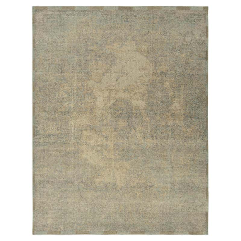 Rug and Kilim's Distressed style Modern rug in Gold, Beige Abstract ...